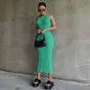Basic Casual Dresses Summer Solid Color Knitted Sleeveless Round Neck Dress Women Outfits Streetwear Clubwear Casual Urban Bodycon Tank Dresses 230721