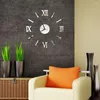 Zegary ścienne 3D zegar DIY akryl rzymskie liczby lustra naklejki do domu Dekor w salonie Dekor kwarcowy igła