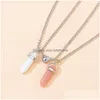 Pendant Necklaces Fashion Hexagon Necklace Couple Magnetic Natural Stone Crystal Quartz Jewelry Gift Drop Delivery Pendants