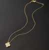 Дизайнерское женское модное роскошное ожерелье с пряжкой и полным бриллиантом, одноцветное четырехлистное клеверное ожерелье с подвеской из золота 18 карат с логотипом и коробкой