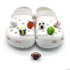 Accesorios para piezas de zapatos Balón de baloncesto deportivo 3D Fútbol Béisbol Jibitz Clog Charms Pins Drop Delivery Shoes Dhnsc Dhez3