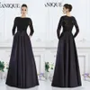 2019 Janique Black Long Sleeves الرسمية الرسمية A-Line Jewel Lace Admed Of The Bride Dresses Made Women Evening Wear332f