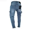 Men's Mens Jeans Autumn Men Casual Pants Fashion Frayed Slim Fit Long Denim Hole 230720 L230724