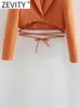 Kvinnors kostymer blazrar zevity kvinnor high street hackad krage hem spetsar upp orange kort blazer kappa kvinnlig båge bunden ytterkläder chic grödor ct101 l230724