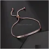 Pulseira de elos ajustáveis para meninas com barra para mulheres, barra de ouro rosa, cor de prata, joias, pulseiras drop delivery