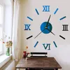 Wanduhren 3D-Uhr DIY Acryl römische Zahlen Spiegelaufkleber für Zuhause Wohnzimmer Dekor Quarznadel Selbstklebende Hängeuhr