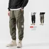 Calças Masculinas Masculinas Cargo Grandes Casuais Cintura Elástica Calças Masculinas de Algodão Joggers Vintage EUA Primavera Outono Roupas 2023