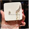 Dangle żyrandol Koreańszy biżuteria z cyrkonem Ofrucja Pearl Asymetryczne gwiazdy Długie kolczyki dla kobiet Hurtowa dostawa