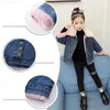 Pullover Girls 'Warm Denim Coat Winter Children's Fashionable Thick Velvet Warm Coat Baby Girls' Children's Door Jacket Suit Z230724