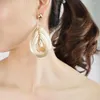 Boucles d'oreilles pendantes fil hélicoïdal fait à la main pour les femmes grand cristal déclaration bohême bijoux accessoires UKMOC