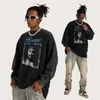 Camisetas Masculinas Hiphop Leader Roupas Masculinas Retro Ressurreição Algodão Oversize Masculino Solto Gode Parkas 2023 Estampado Marca da Moda