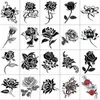 20 Pcs/Lot 3D étanche temporaire tatouage autocollant femme noir Rose fleur papillon faux Tatto autocollant tatuajes temporales