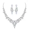 Ketting Oorbellen Set Vintage Zilver Kleur Kristal Parel Kostuum Bruids Bruiloft Sieraden Avond Kleding Accessoires