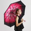 Paraplyer Creative Flower Paraply Windproof Double Layer Sun Rain Sunny Portable Light Luxury Sexy Womens Parapluie 210t UPF 50