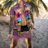 Hommes s Survêtements 2023 Summer Beach Wear Vêtements Hommes Chemise Hawaïenne Ensemble 2 Pièce Tenue Bouton Chemises Noix De Coco Imprimé Vacances 230724