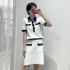 Новый M-Aje White Polo Кружевый воротниц с коротким рукавом+A-Line Half Skirt Skirt