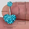 Rhinestone Heart Belly Button Ring Dercing Belly Belly Stud Stail Stail Steel Bar Ombligo Bar for Women Sexy Body Jewelry