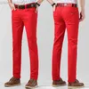 Mäns jeans 2022 Autumn and Winter New Men's Yellow Jeans Trendy Brand Fashion All-Match Pink Casual Pants Man Classic Red Denim Trousers L230724