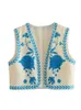 TRAF 2023 Vrouwen Vintage Streetwear Bloemenprint Vest Jas Dames Nationale Stijl Patchwork Casual Vrouwelijke Vest Tops L230724