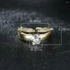 Wedding Rings Ins Female Round White Zircon For Women Antique Gold Color Adjustable Bands Promise Engagement Ring Jewelry Gifts