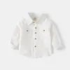 Kids Shirts Children Shirts Fashion Solid Cotton Shortsleeved Boys Shirts For 214 kids Blouses clothes Tops L230223 230721