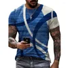 Camisetas masculinas Camisa Gráfico Patchwork Espiral Listras Impressão 3D Plus Size Casual Diário Manga Curta Vestuário Roupa Designer Básico