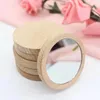 Wood Small Round Mirror Portable Pocket Mirror Wooden Mini Makeup Mirror Wedding Party Favor Gift Custom Logo