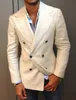 Men's Suits Blazers Latest Elegant White Linen Jacket For Men Summer Double Breasted Casual Slim Fit Custom Made Beach Wedding Male Blazer Masculino 230724