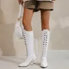 Boots Winter Victorian Women Mid-calf Boots White Black Brown Leather High Kitten Heels Party Dress Lady Pointed Toe Lace Up Plus Size 230724