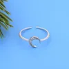 Cluster Rings 925 Silver Sterling Sample Ajustável Moon CZ Finger Chain Ring For Women Love Engagement Wedding Birthday Wholesale Joyas