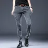 Hommes s Jeans 2023 Gris Slim Élastique Mode Coréenne Vintage Casual Maigre Pieds Homme Vêtements Denim Pantalon 27 36 230724