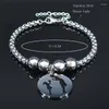 Link Bracelets 2023 Fashion Mom And Daughter Stainless Steel For Women Silver Color Charm Bracelet Jewelry Pulseras Mujer B3718S07
