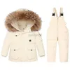 Down Coat Children Clothing Set -30 Winter Boy Down Jacket Girl Overalls Jumpsuit Suit Warm Kid Parka Hooded Coat Snowsuit Toddler Clothes HKD230725