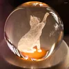 Decorative Figurines Children's Music Box Crystal Ball Wooden Fragile Cute Toy Creative Birthday For Girls Girlfriends Year Gift Kitten