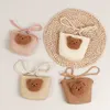 Handbags Cute Kids Shoulder Bag Summer Straw Woven Handmade Bags Mini Baby Girls Coin Purse Cartoon Bear Toddler Crossbody Bag 230724