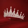 Headpieces Rhinestone Tiaras och Crowns for Women Silver Color Crystal Brudhårtillbehör Bröllopshuvud smycken Brudbonad