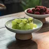 Piatti Piatto da frutta alto in stile giapponese Retro Tavolo da torta da dessert in ceramica Piatto da cucina da appoggio per spuntino da cucina creativo