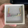 Anhänger Halsketten Benutzerdefinierte Edelstahl Namen Halskette Für Frauen Farbe Name Kubanische Kette Personalisierte Halskette Schmetterling Herz Kette Choker Schmuck J230725