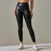 Leggings da donna Pantaloni da yoga da donna Sport da corsa Abbigliamento sportivo Sollevamento elastico Calzamaglia fitness Palestra Esercizio Squat Pelle PU