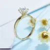 Bröllopsringar Kuololit 100% Natural 585 14K 10K gul guldring för kvinnor Round 1CT Solitaire Ring Wedding Cluster Bridal Promise 230725