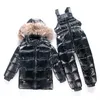 Manteau en duvet -30 degrés Combinaison de neige russe Enfants Veste en duvet Pantalon 2 pièces Costume Ensemble de vêtements pour enfants pour bébé garçon fille 1-10 ans Parka HKD230725