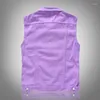 Hommes gilets 2023 Slim Fit Cowboy mâle veste gilet déchiré Denim sans manches décontracté gilet hommes Jean manteau violet