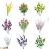 Flores decorativas plantas verdes artificiais pacotes grama trigo plástico falso para interior ao ar livre casa e caixa de janela fazenda