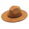 New Vintage Fedora Hats For Men Women 8.5CM Wide Brim Suede Western Cowboy Hat Party Festival Fancy Dress Accessory