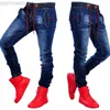 Herren-Jeans, große Größe, für Herren, elastische Taille, Krawatte, schmal, lässig, klassisch, blaue Taille, Stretch, verbindbar, modisch, schlichte Jeans, Hose W220813, L230725