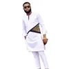 Erkek Trailsits Modern Tasarım Üstleri Pantolon Beyaz Damat Takım Erkek Patchwork Gömlek Katı Pantolon Afrika Düğün Partisi Kıyafetleri