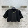 23ss Designer T-shirt da donna T-shirt Top da ragazza Vintage Giant Snap Button Crop Top Nvprod Brand Jersey Jogging Runway Short Pullover Shirt Outwear