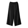 Women's Pants Cotton Cargo Women Summer Plus Size Wide Leg Elastic Waist Palazzo Culottes Trousers Y2k Streetwear