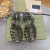 Designer -leather Slippers womens sandals Stylish Slides Straps with Adjusted Gold Buckles Women Summer Slipper