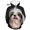 Men's Hoodies The Cute Shih Tzu Dog 3D-printed Hoodie Men's Women's Animal Size XXS-4XL